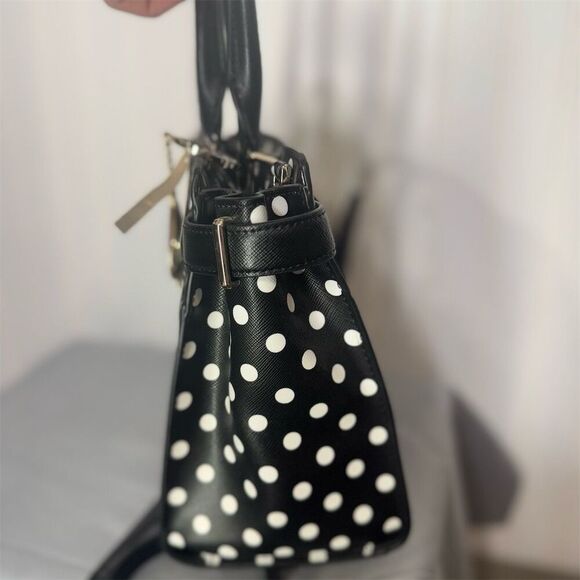 Kate Spade Polka Dot Satchel Black White Top Handle Bag Crossbody Purse NWT - Picture 5 of 8